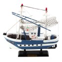 Model Kolekcjonerski Statek Kuter Rybacki Flying Lady Niebieski 24x23cm