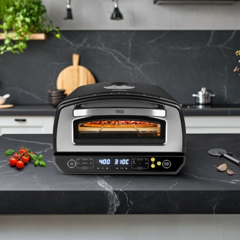 Piec do pizzy SUPREME ELITE 2200 W, 450 stopni, dwie grzałki, okno, LED, 33 cm, różne programy pieczenia