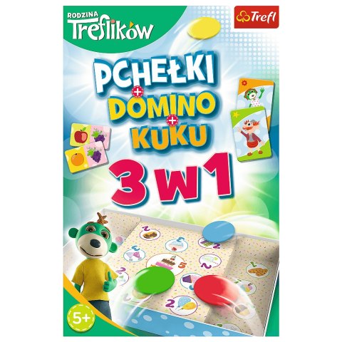 Gra rodzinna Rodzina Treflików 3w1 Domino Pchełki Kuku Trefliki Trefl 01921