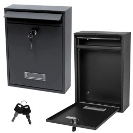 Skrzynka Pocztowa Na Listy Stal Ocynkowana Czarna 32x21,5x8,5cm