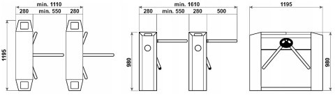 BRAMKA OBROTOWA NISKA TRIPOD APTI-BG-1T