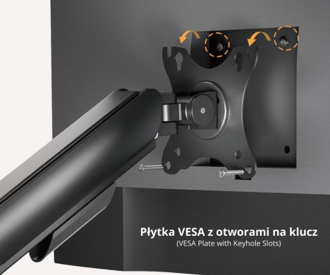 UCHWYT BIURKOWY DO MONITORA, NA SPRĘŻYNIE GAZOWEJ BRATECK-LDT97-C012 BRATECK