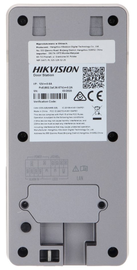 ZESTAW WIDEODOMOFONOWY DS-KIS603-P(C) Hikvision