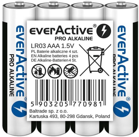Bateria LR03 (AAA) everActive Pro Alcaline (folia 4 szt.)