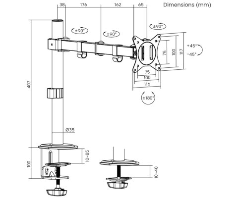 UCHWYT BIURKOWY MONITORA BRATECK-LDT66-C012 BRATECK