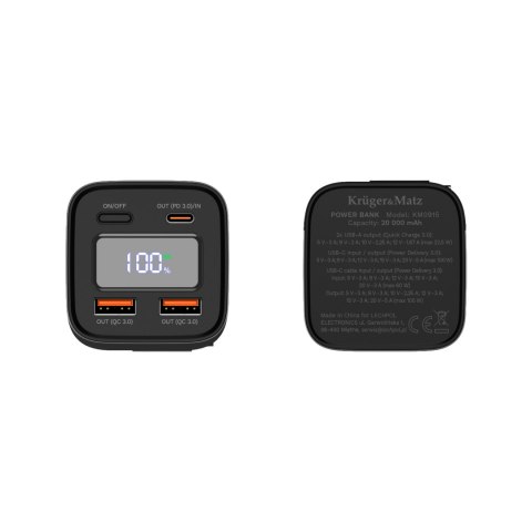 PowerBank Kruger&Matz 20000 mAh Li-ion 100W z funkcją QC oraz PD