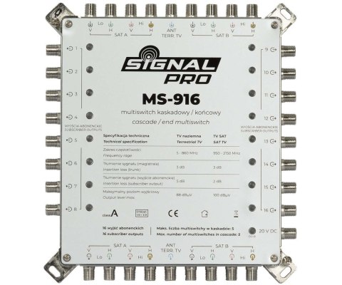 MULTISWITCH PRZELOTOWY MS-916 9 WEJŚĆ / 16 WYJŚĆ SIGNAL PRO