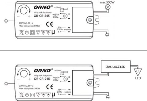 WŁĄCZNIK-WYŁĄCZNIK DOTYKOWY ORNO OR-CR-245 INDUKCJA DO LED