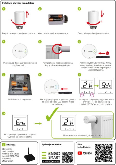 ENGO Controls Inteligentny zestaw ogrzewania Biały (E25-BATW + ETRV-M30 + EPlug WiFi)