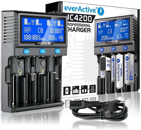 Ładowarka do akumulatorków cylindrycznych Li-ion oraz Ni-MH everActive UC-4200