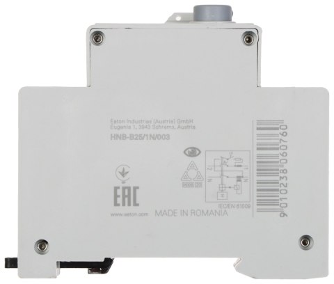 WYŁĄCZNIK RÓŻNICOWO-NADPRĄDOWY HNB-B25/1N/003 JEDNOFAZOWY, TYP AC 30 mA 25 A EATON