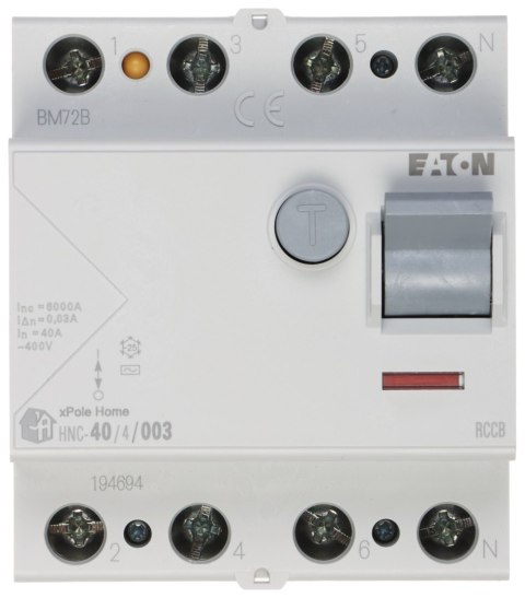 WYŁĄCZNIK RÓŻNICOWOPRĄDOWY HNC-40/4/003 TRÓJFAZOWY, TYP AC 30 mA 40 A EATON