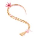 Opaska Z Długim Warkoczem Różowa Wstążka Diamenty Korona 50 cm