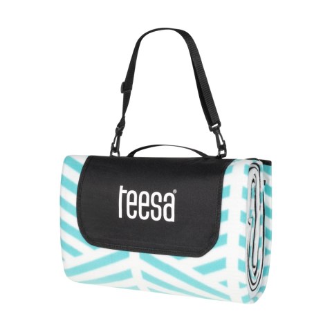 Koc mata piknikowa z izolacją i długim paskiem 200x300 cm TEESA - niebieski kłos