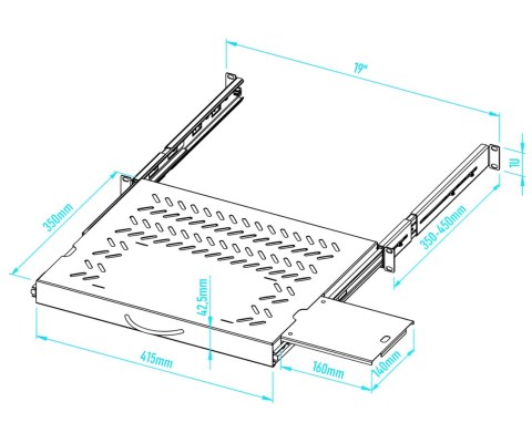 REGULOWANA SZUFLADA DO KLAWIATURY I MYSZKI RSR-F2-19-1U-350B-KM STALFLEX