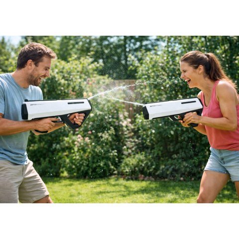 Elektryczny Pistolet Karabin Broń Na Wodę Biały Zasięg 12m 400ml