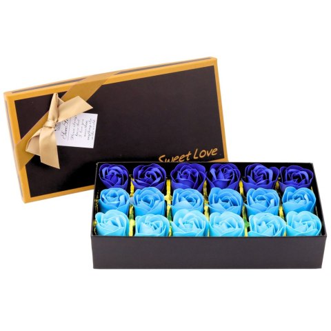 Flower Box Wieczne Pachnące Róże Kwiaty w Pudełku Niebieskie 18 szt.