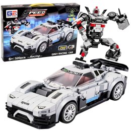 Klocki Konstrukcyjne Samochód Wyścigowy Robot 2W1 Biały 320 el.