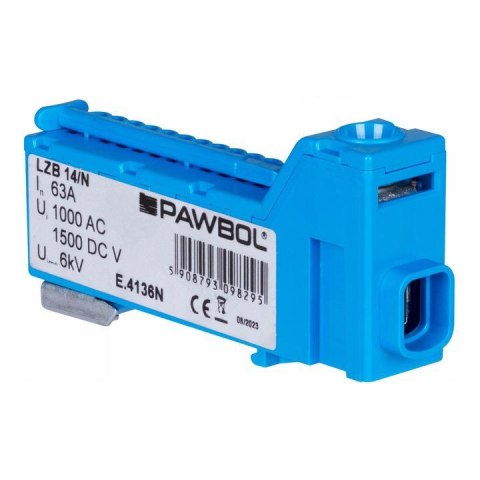 PAWBOL Listwa zaciskowa bezgwintowa LZB E.4136N niebieska