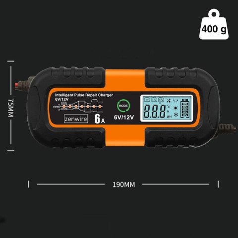 Ładowarka Prostownik Akumulatorowy Samochodowy z Funkcją Naprawy AGM 6V 12V Zenwire JMD-6S