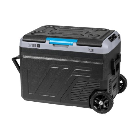 Profesjonalna lodówka turystyczna kompresorowa TEESA z funkcją mrożenia 50L DC12/24 AC 230V, duże koła i solidna rączka , Blueto