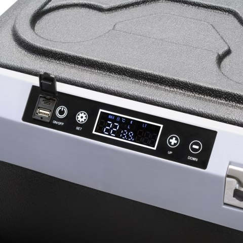 Profesjonalna lodówka turystyczna kompresorowa TEESA z funkcją mrożenia 50L DC12/24 AC 230V, duże koła i solidna rączka , Blueto