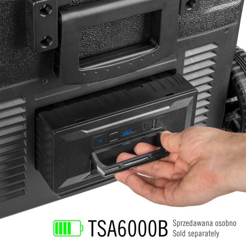 Profesjonalna lodówka turystyczna kompresorowa TEESA z funkcją mrożenia 50L DC12/24 AC 230V, duże koła i solidna rączka , Blueto