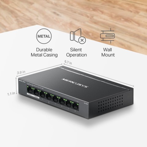 Switch Mercusys MS108GP, 8 portów (7xPoE+), 65W