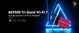KARTA SIECIOWA WI-FI 7 PCIE WE9300 2.4 GHz, 5 GHz, 6 GHz 688 Mb/s + 2882 Mb/s + 5760 Mb/s Wi-Fi 7 CUDY
