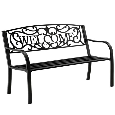 Ławka Ogrodowa Taras Ogród Park Metalowa Oparcie WELCOME Czarna 127 cm