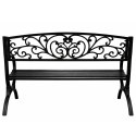 Ławka Ogrodowa Taras Ogród Parkowa Metalowa Oparcie Zdobiona Czarna 127 cm
