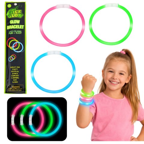Bransoletki Opaski Fluorescencyjne Świecące W Ciemności Neon Stick 3 szt.