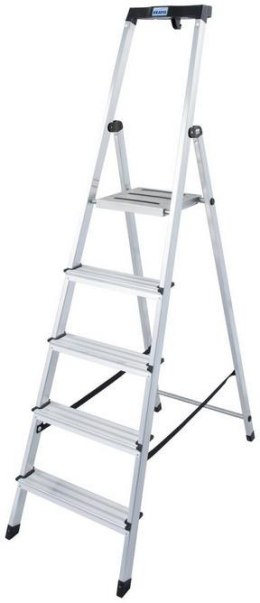 Drabina aluminiowa jednostronna Krause SAFETY 1x5 z półką 126337