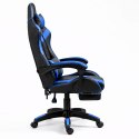 Fotel Gamingowy LEAN Obrotowy Biurowy Z Podnóżkiem Poduszki Czarno-Niebieski