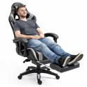 Fotel Gamingowy LEAN Obrotowy Biurowy Z Podnóżkiem Poduszki Czarno-Szary