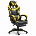 Fotel Gamingowy LEAN Obrotowy Biurowy Z Podnóżkiem Poduszki Czarno-Żółty