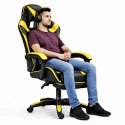 Fotel Gamingowy LEAN Obrotowy Biurowy Z Podnóżkiem Poduszki Czarno-Żółty