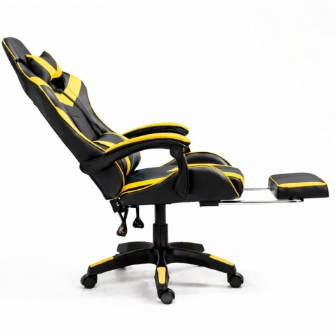 Fotel Gamingowy LEAN Obrotowy Biurowy Z Podnóżkiem Poduszki Czarno-Żółty