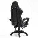 Fotel Gamingowy LEAN Obrotowy Biurowy Z Podnóżkiem Poduszki Czarny