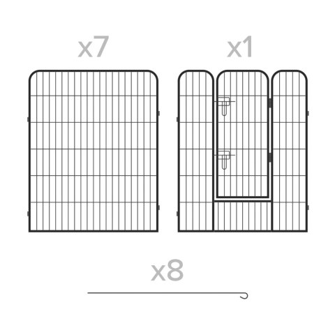 Modułowy kojec dla psa, stalowa zagroda, rozmiar XL, 8 paneli 80x100 cm , REBEL ANIMALS