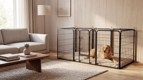 Modułowy kojec dla psa, stalowa zagroda, rozmiar XL, 8 paneli 80x100 cm , REBEL ANIMALS