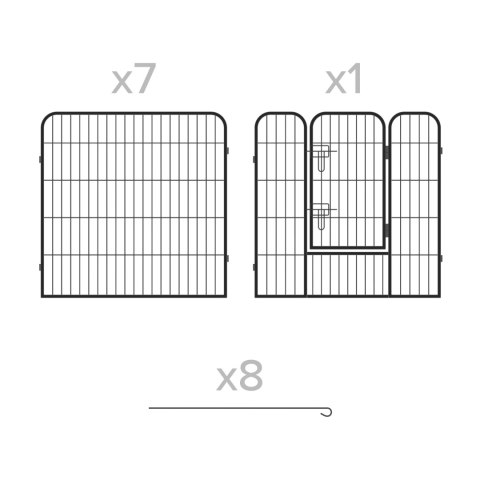 Modułowy kojec dla psa, stalowa zagroda, rozmiar L, 8 paneli 80x80 cm , REBEL ANIMALS