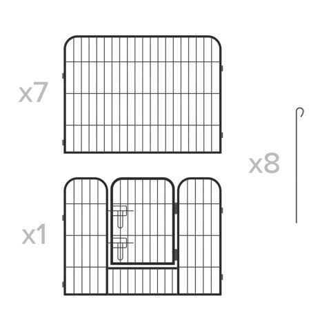 Modułowy kojec dla psa, stalowa zagroda, rozmiar S, 8 paneli 80x60 cm , REBEL ANIMALS