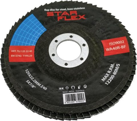 Tarcza listkowa Star Flex T29 125-22 gran 40 INOX TLI1252240