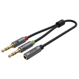 ROZGAŁĘŹNIK AUDIO Y-C957ABK 2 X Jack TRS 3.5 mm WTYK / Jack TRRS 3.5 mm GNIAZDO 0.2 m UNITEK