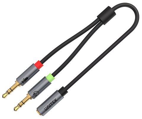 ROZGAŁĘŹNIK AUDIO Y-C957ABK 2 X Jack TRS 3.5 mm WTYK / Jack TRRS 3.5 mm GNIAZDO 0.2 m UNITEK
