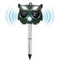 Solarny Odstraszacz Zwierząt Sowa Czujnik Ruchu Ultradźwięki Diody LED