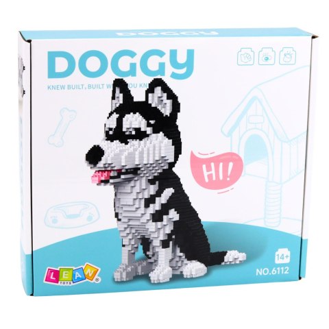 Zestaw Klocki Konstrukcyjne Pies Husky Biało-Czarny Figurka 3D 1900 el.