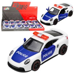 Autko Sportowe Policyjne Samochód Z Napędem Metalowy Pull-Back Biały 1:43