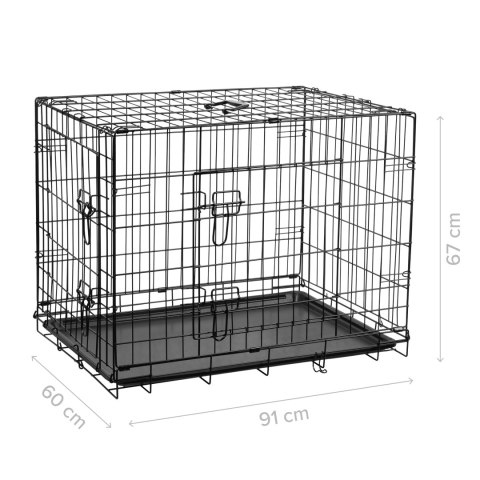 Metalowa klatka dla psa, kojec, rozmiar XL 91x60x67 cm , REBEL ANIMALS